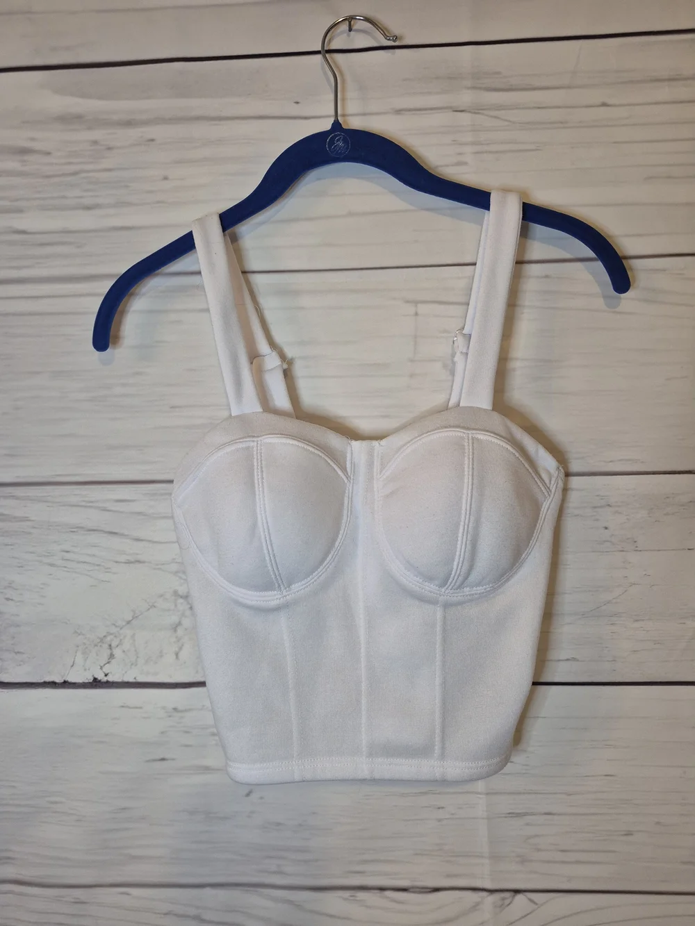 No Boundaries White Longline Bustier Crop Top - Picture 1 of 7